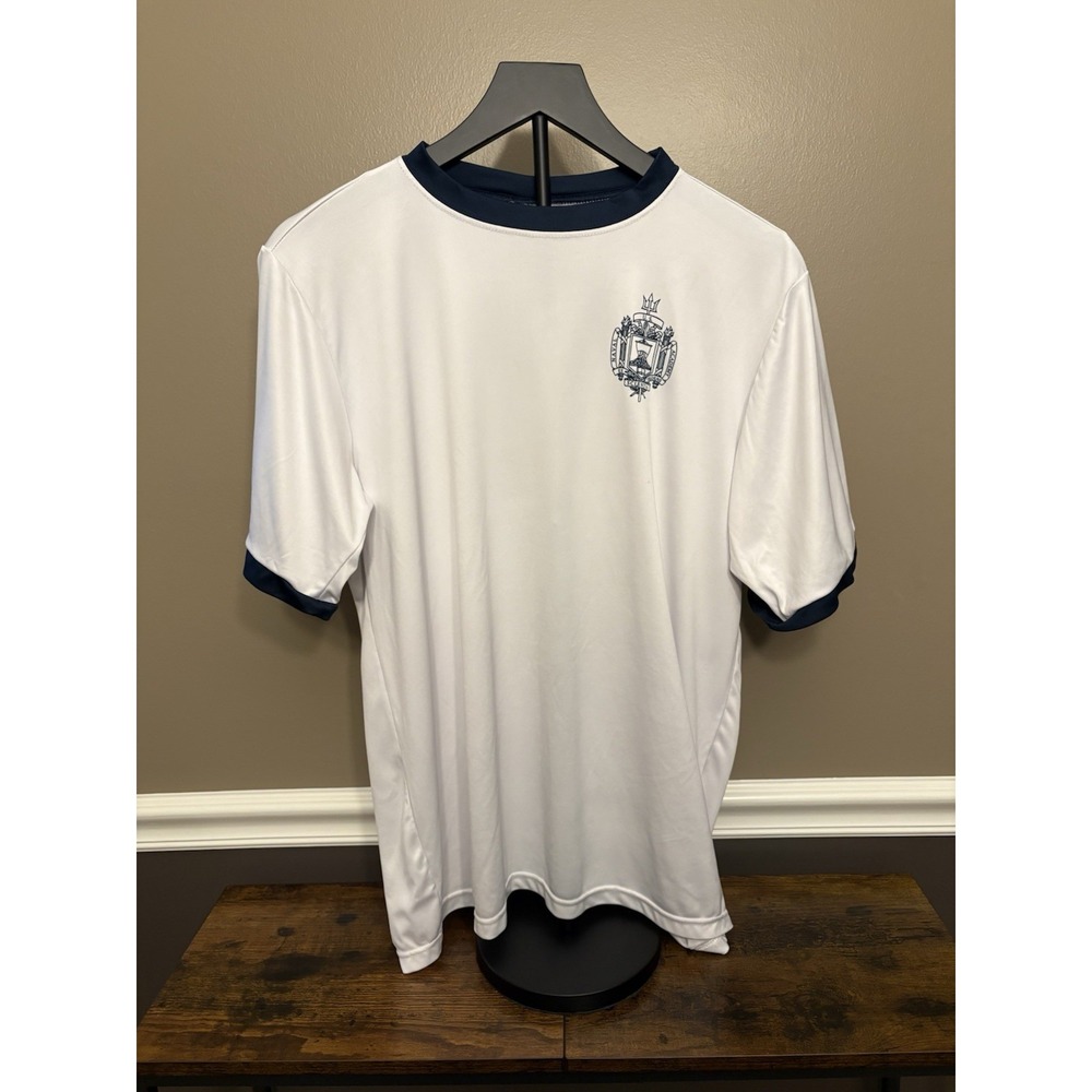 Naval Academy Dri Fit Shirt Midshippmen Issued White Blue Size Medium USA Navy